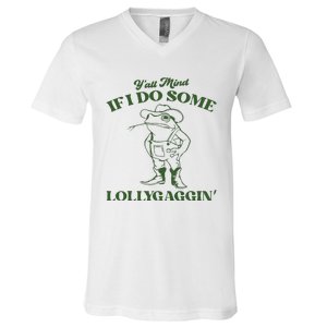 Yall Mind If I Do Some Lollygagging Funny Cowboy Frog V-Neck T-Shirt