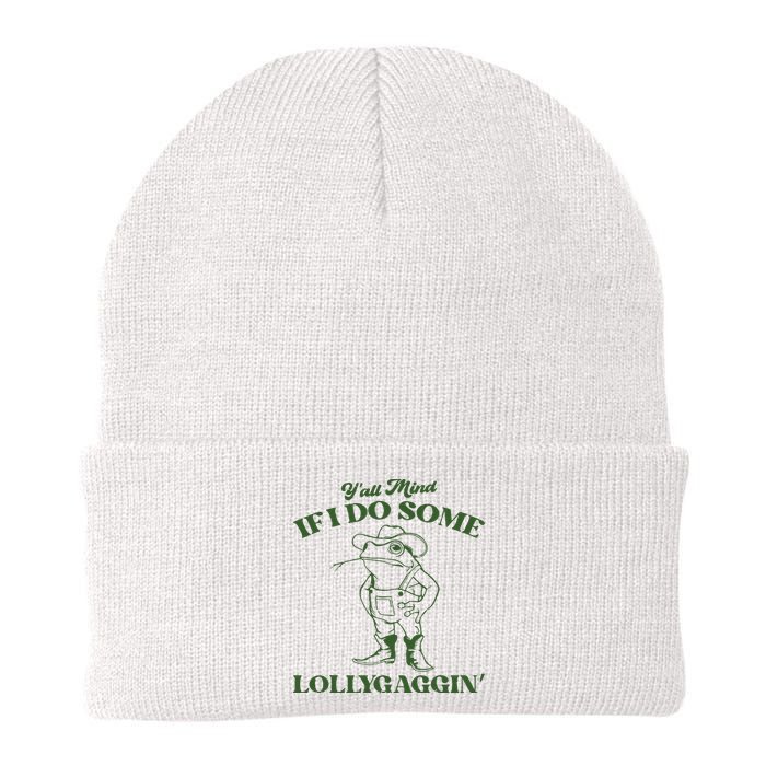 Yall Mind If I Do Some Lollygagging Funny Cowboy Frog Knit Cap Winter Beanie