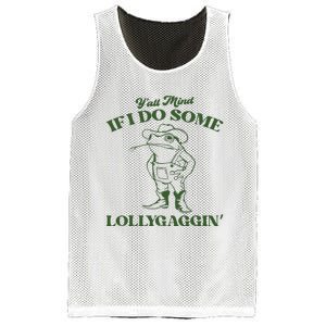 Yall Mind If I Do Some Lollygagging Funny Cowboy Frog Mesh Reversible Basketball Jersey Tank