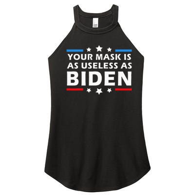 Your Mask Is As Useless As Joe Biden Sucks Funny Political Women’s Perfect Tri Rocker Tank