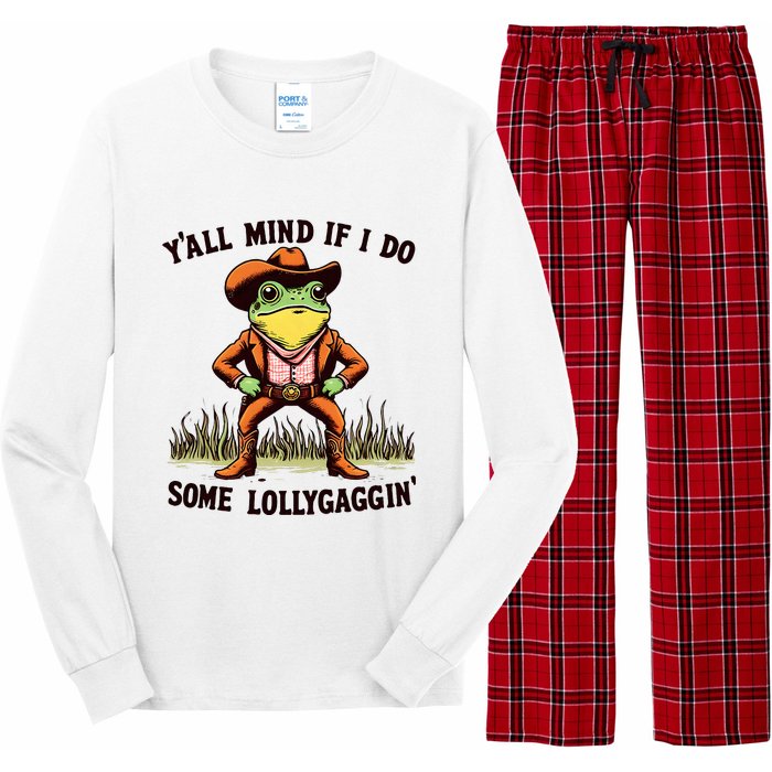 YAll Mind If I Do Some Lollygaggin Vintage Cowboy Frog Meme Long Sleeve Pajama Set