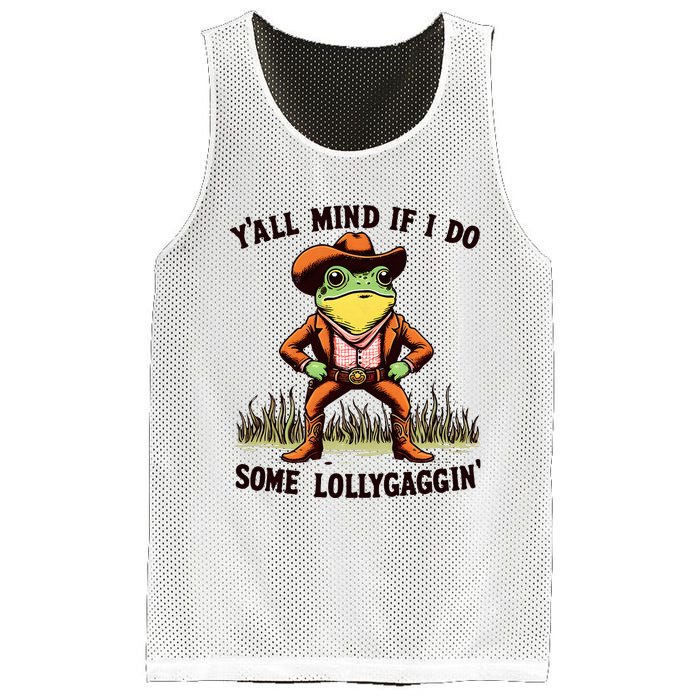 YAll Mind If I Do Some Lollygaggin Vintage Cowboy Frog Meme Mesh Reversible Basketball Jersey Tank