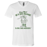 Yall Mind If I Do Some Lollygagging Cowboy Frog V-Neck T-Shirt