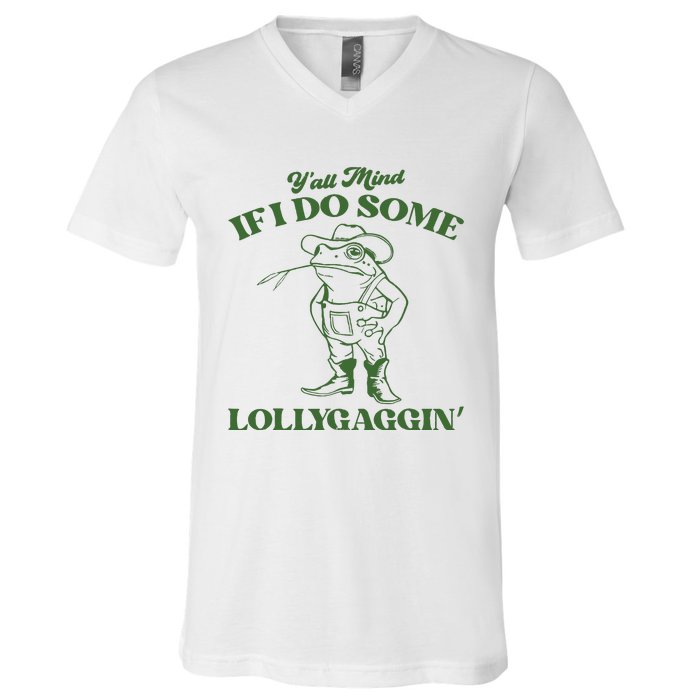 Yall Mind If I Do Some Lollygagging Cowboy Frog V-Neck T-Shirt