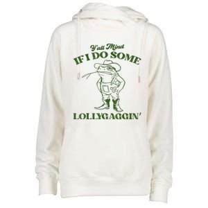 YAll Mind If I Do Some Lollygagging Cowboy Frog Womens Funnel Neck Pullover Hood