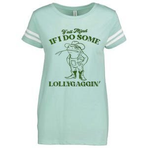 YAll Mind If I Do Some Lollygagging Cowboy Frog Enza Ladies Jersey Football T-Shirt