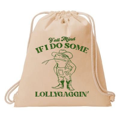 YAll Mind If I Do Some Lollygagging Cowboy Frog Drawstring Bag