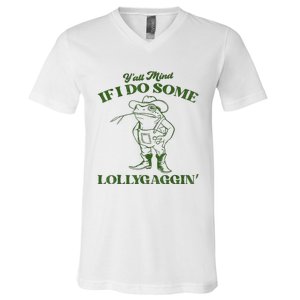 YAll Mind If I Do Some Lollygagging Cowboy Frog V-Neck T-Shirt