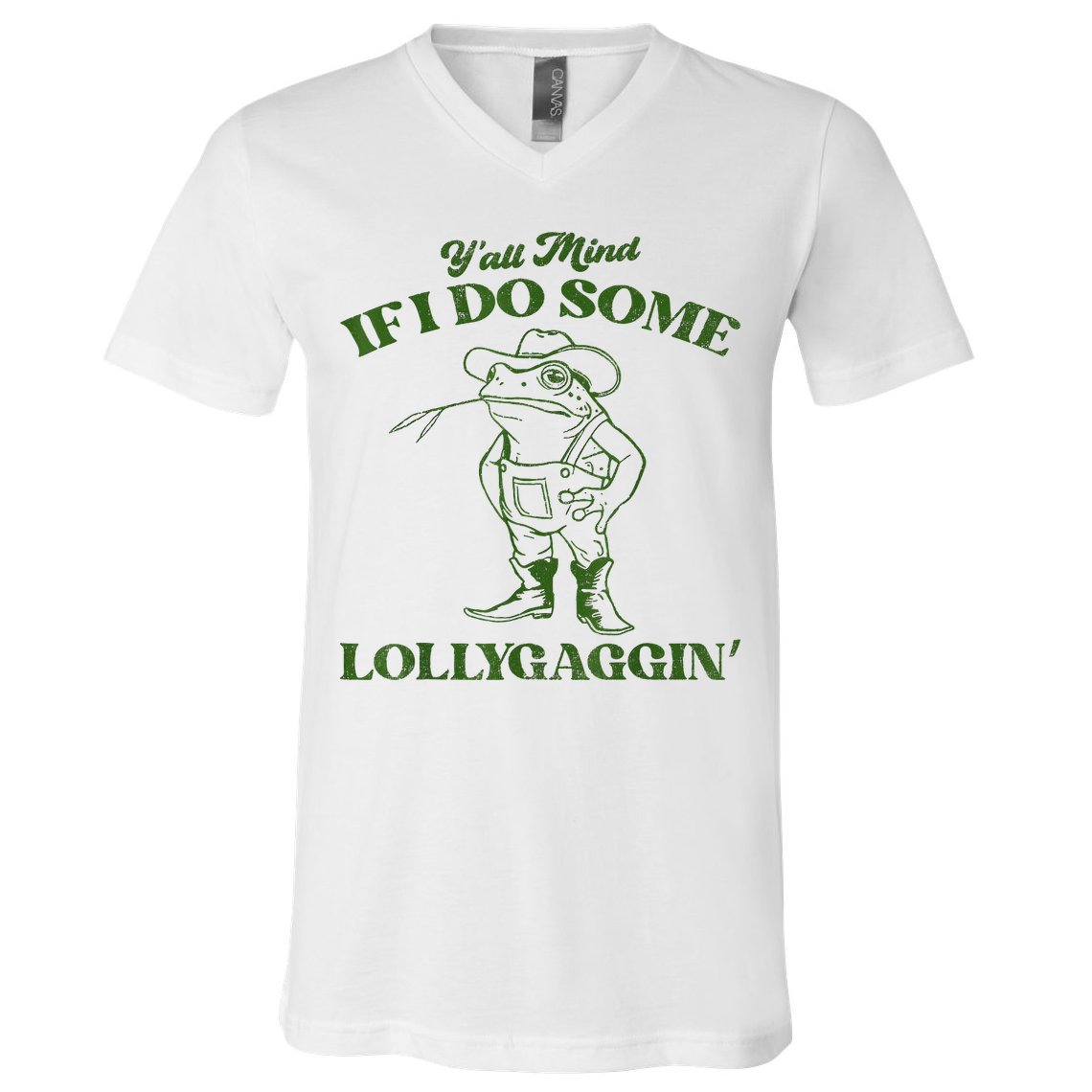 YAll Mind If I Do Some Lollygagging Cowboy Frog V-Neck T-Shirt