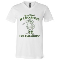 YAll Mind If I Do Some Lollygagging Cowboy Frog V-Neck T-Shirt