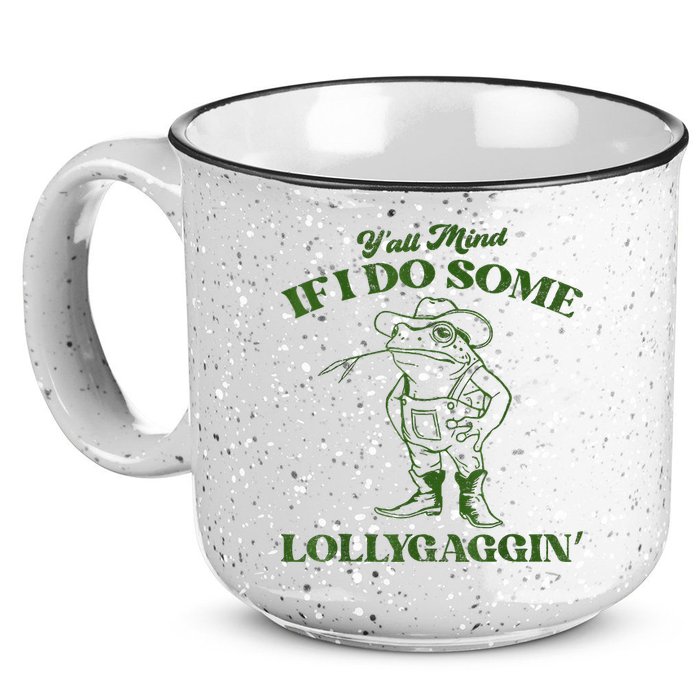 YAll Mind If I Do Some Lollygagging Cowboy Frog 15oz Campfire Ceramic Mug