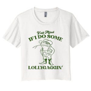 YAll Mind If I Do Some Lollygagging Cowboy Frog Women's Crop Top Tee