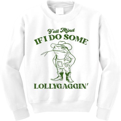 YAll Mind If I Do Some Lollygagging Cowboy Frog Kids Sweatshirt