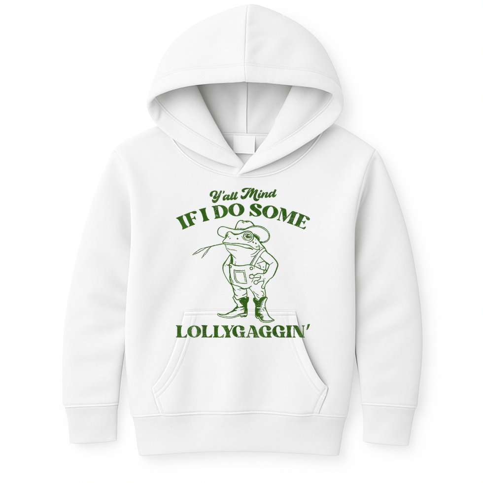 YAll Mind If I Do Some Lollygagging Cowboy Frog Kids Hoodie