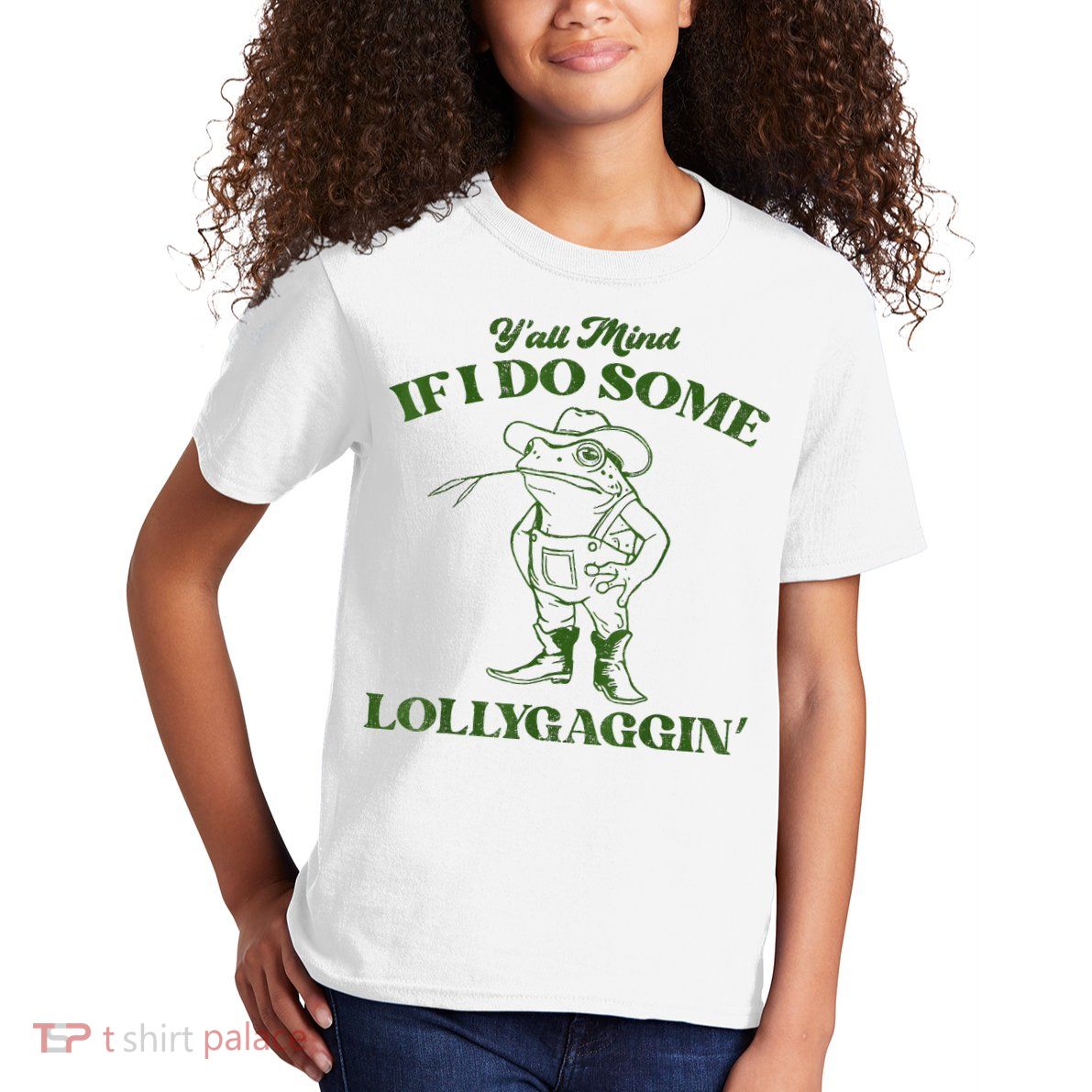 YAll Mind If I Do Some Lollygagging Cowboy Frog Kids T-Shirt