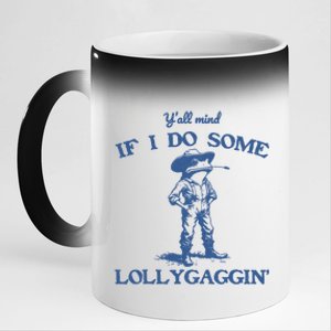 YAll Mind If I Do Some Lollygagging Cowboy Frog 11oz Black Color Changing Mug