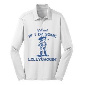 YAll Mind If I Do Some Lollygagging Cowboy Frog Silk Touch Performance Long Sleeve Polo