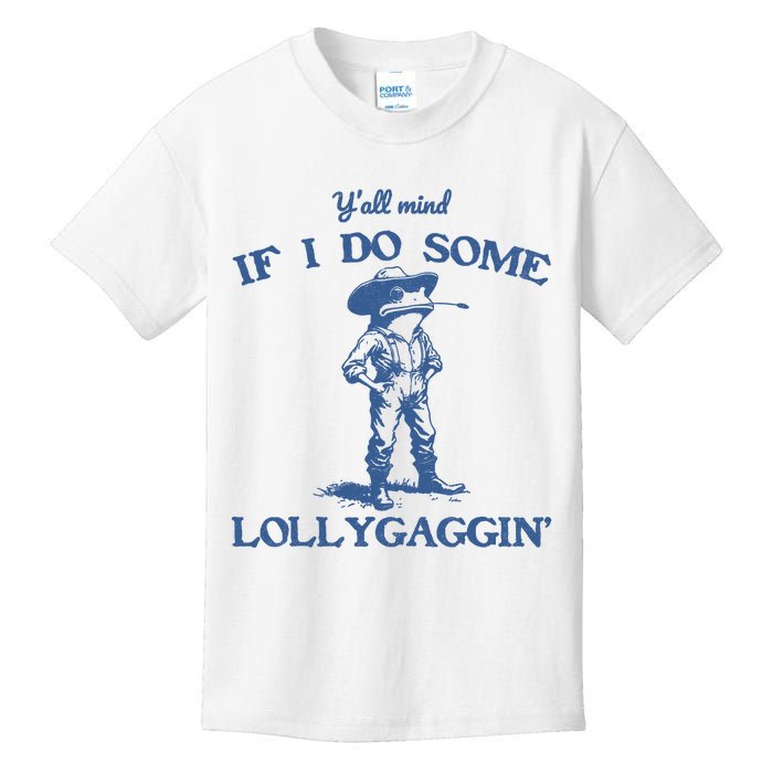 YAll Mind If I Do Some Lollygagging Cowboy Frog Kids T-Shirt