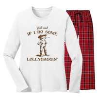 YAll Mind If I Do Some Lollygagging Funny Cowboy Frog Women's Long Sleeve Flannel Pajama Set 