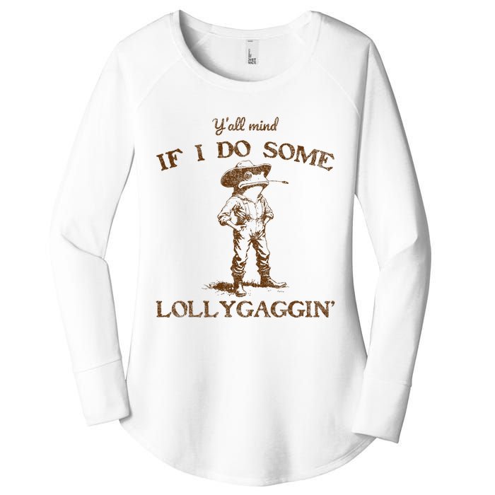 YAll Mind If I Do Some Lollygagging Funny Cowboy Frog Women's Perfect Tri Tunic Long Sleeve Shirt