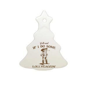 YAll Mind If I Do Some Lollygagging Funny Cowboy Frog Ceramic Tree Ornament