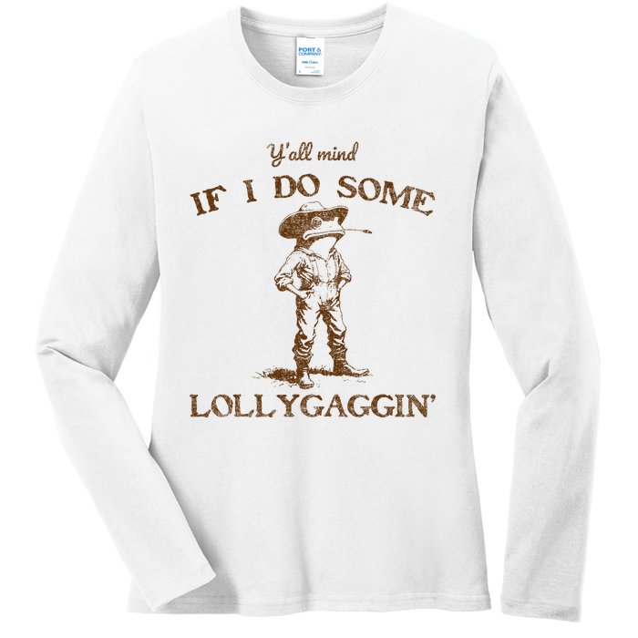 YAll Mind If I Do Some Lollygagging Funny Cowboy Frog Ladies Long Sleeve Shirt