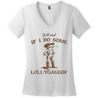 YAll Mind If I Do Some Lollygagging Funny Cowboy Frog Women's V-Neck T-Shirt