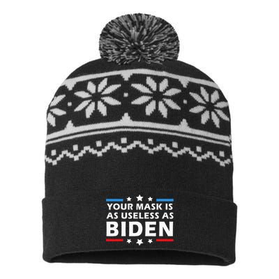 Your Mask Is As Useless As Joe Biden Sucks Funny Political USA-Made Snowflake Beanie