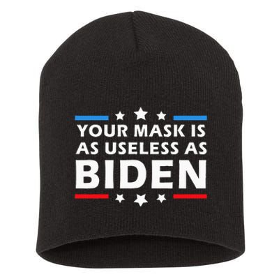 Your Mask Is As Useless As Joe Biden Sucks Funny Political Short Acrylic Beanie