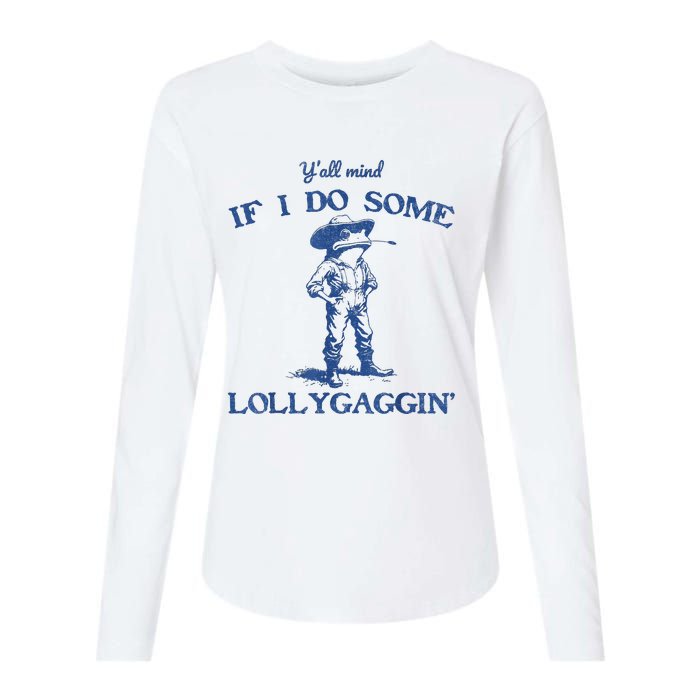 YAll Mind If I Do Some Lollygagging Cow Frog Womens Cotton Relaxed Long Sleeve T-Shirt