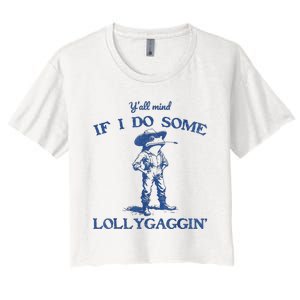 YAll Mind If I Do Some Lollygagging Cow Frog Women's Crop Top Tee