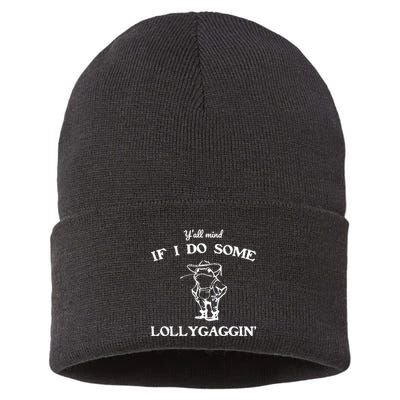 YAll Mind If I Do Some Lollygaggin Cute Frog Sustainable Knit Beanie