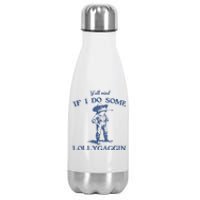 YAll Mind If I Do Some Lollygagging Funny Cowboy Frog Stainless Steel Insulated Water Bottle