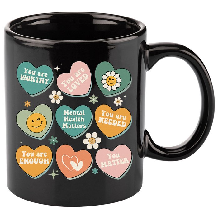 You Matter Kindness Be Kind Groovy Mental Health Matters 11oz C Handle Ceramic Mug