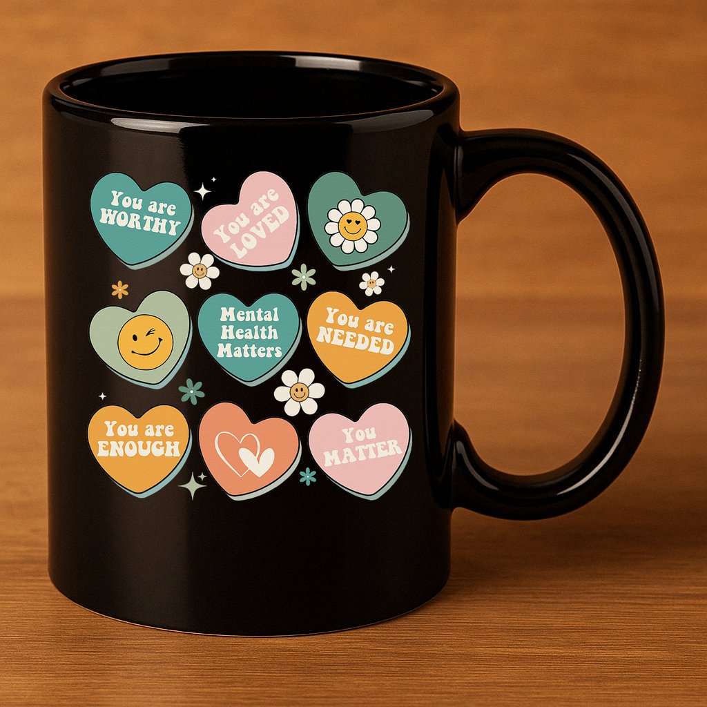 You Matter Kindness Be Kind Groovy Mental Health Matters 11oz C Handle Ceramic Mug