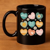 You Matter Kindness Be Kind Groovy Mental Health Matters 11oz C Handle Ceramic Mug