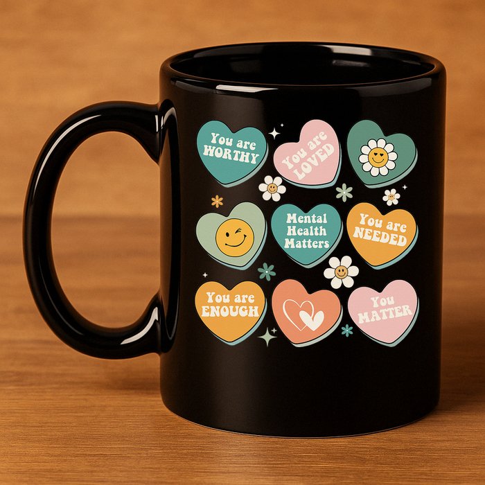 You Matter Kindness Be Kind Groovy Mental Health Matters 11oz C Handle Ceramic Mug