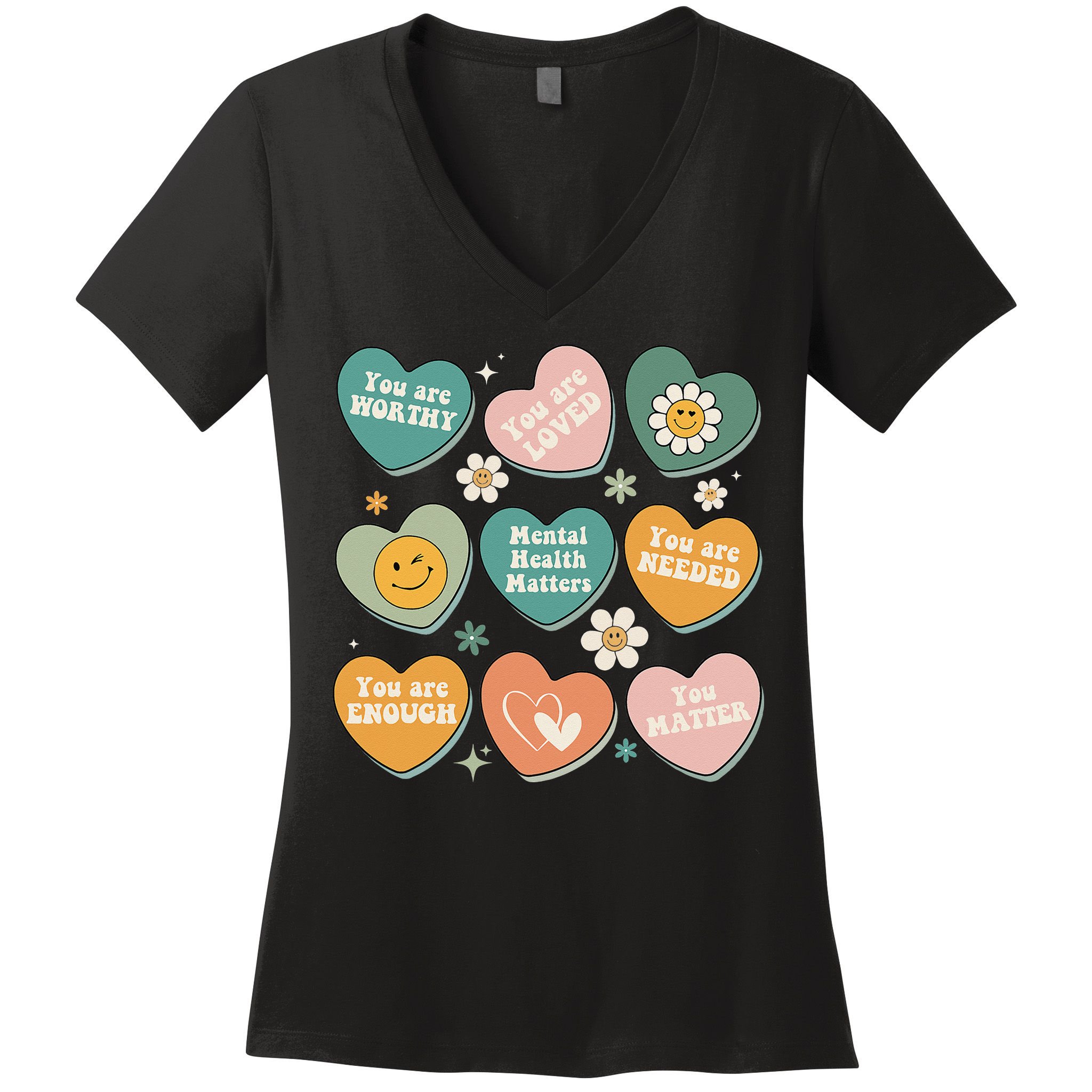 You Matter Kindness Be Kind Groovy Mental Health Matters Women's V-Neck T-Shirt