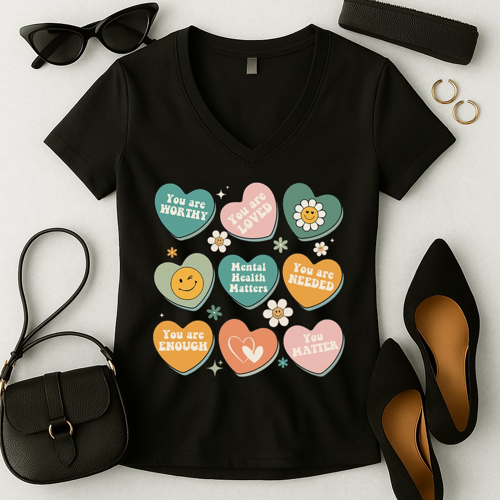 You Matter Kindness Be Kind Groovy Mental Health Matters Women's V-Neck T-Shirt