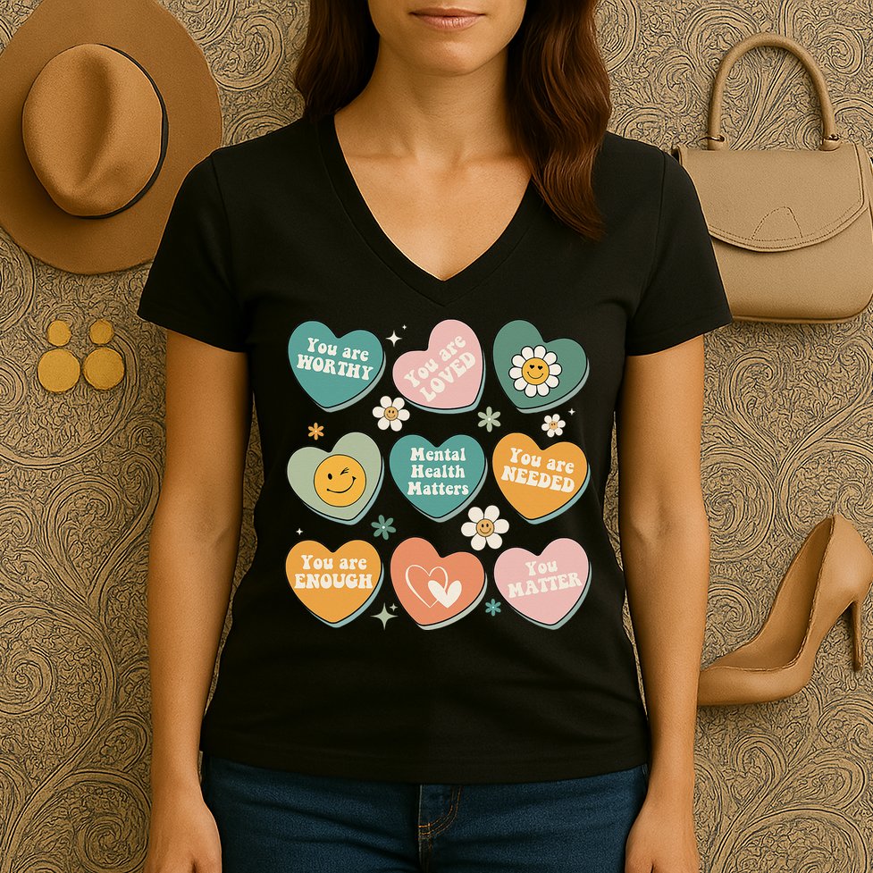You Matter Kindness Be Kind Groovy Mental Health Matters Women's V-Neck T-Shirt