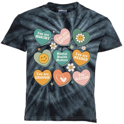 You Matter Kindness Be Kind Groovy Mental Health Matters Kids Tie-Dye T-Shirt