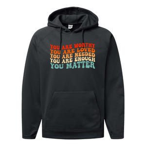 You Matter Kindness Be Kind Groovy Mental Health Awareness Performance Fleece Hoodie