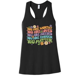 You Matter Kindness Be Kind Groovy Mental Health Awareness Women's Racerback Tank