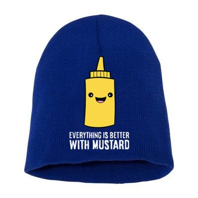 Yellow Mustard Lover Everything Is Better With Mustard Short Acrylic Beanie