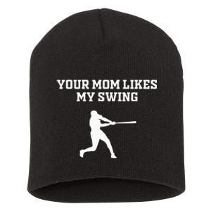 Your Mom Likes My Swing Baseball Funny Gift Drip Rizz Short Acrylic Beanie