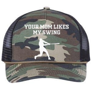 Your Mom Likes My Swing Baseball Funny Gift Drip Rizz Retro Rope Trucker Hat Cap