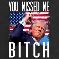 You Missed Me Bitch Trump 2024 Survived Election Rally 7 Panel Mesh Trucker Snapback Hat