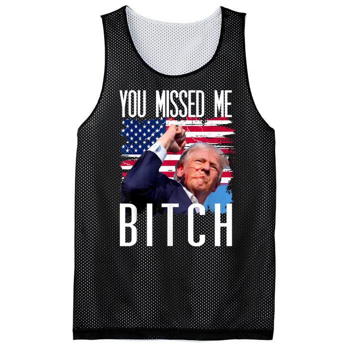 You Missed Me Bitch Trump 2024 Survived Election Rally Mesh Reversible Basketball Jersey Tank