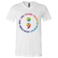 You Matter Mental Health Awareness Colorful V-Neck T-Shirt