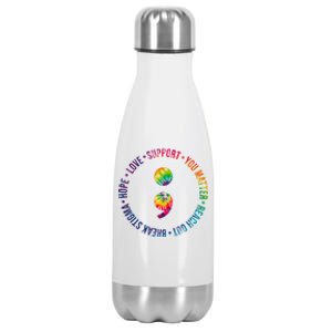 You Matter Mental Health Awareness Colorful Stainless Steel Insulated Water Bottle